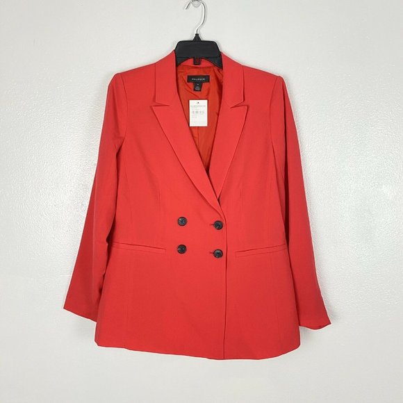 Halogen Double Breasted Blazer Jacket Red Hibiscus - Picture 5 of 8
